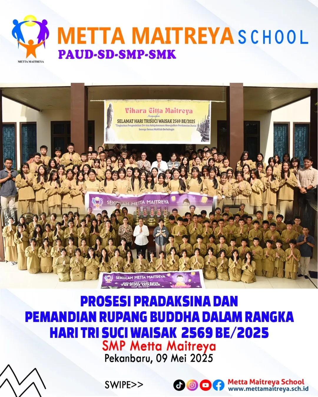 Prosesi Pradaksina dan Pemandian Rupang Buddha Dalam Rangka Hari Tri Suci Waisak 2569 BE-2025 | SMP Metta Maitreya